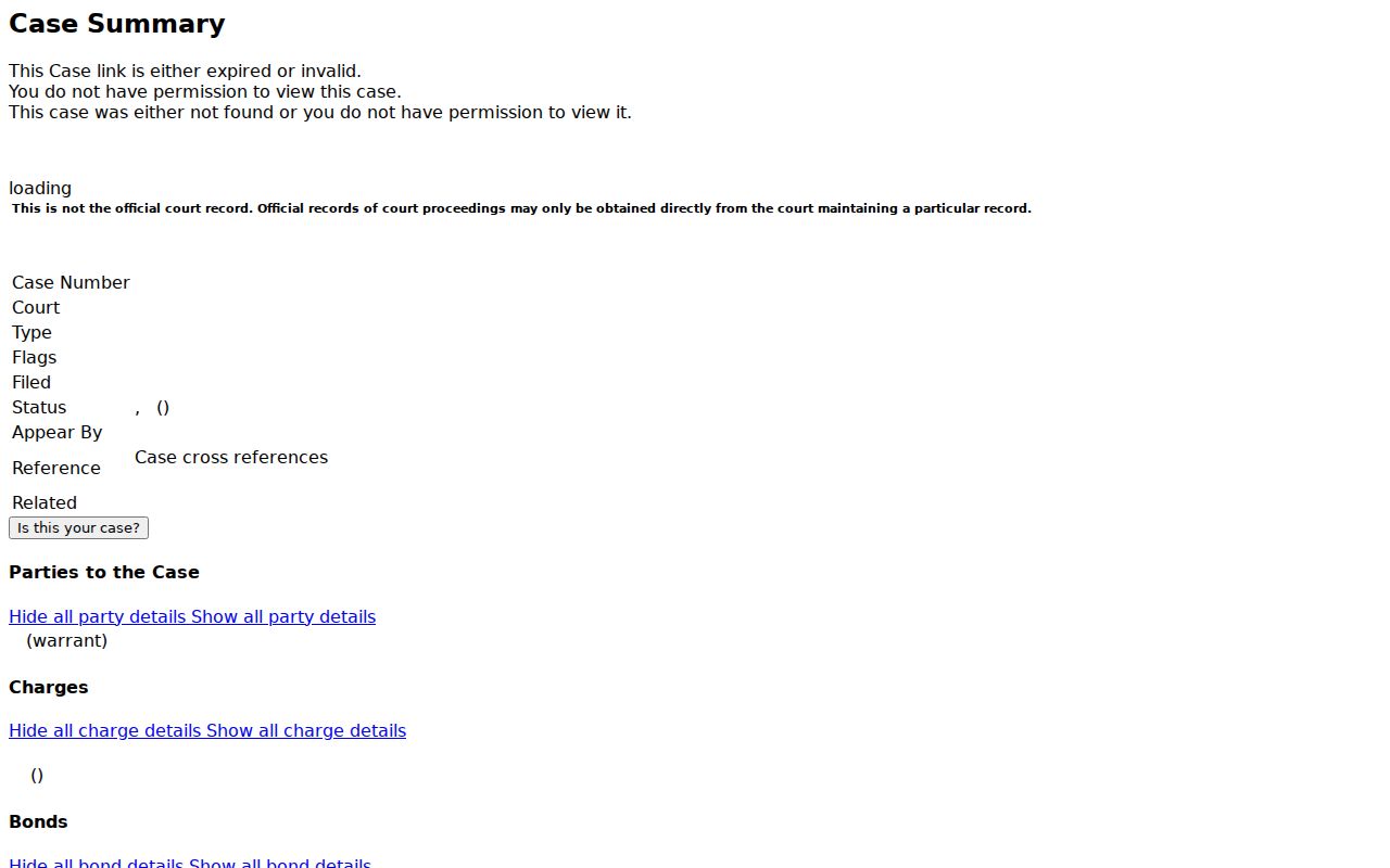 Tippecanoe County case lookup Case Summary and CCS fields