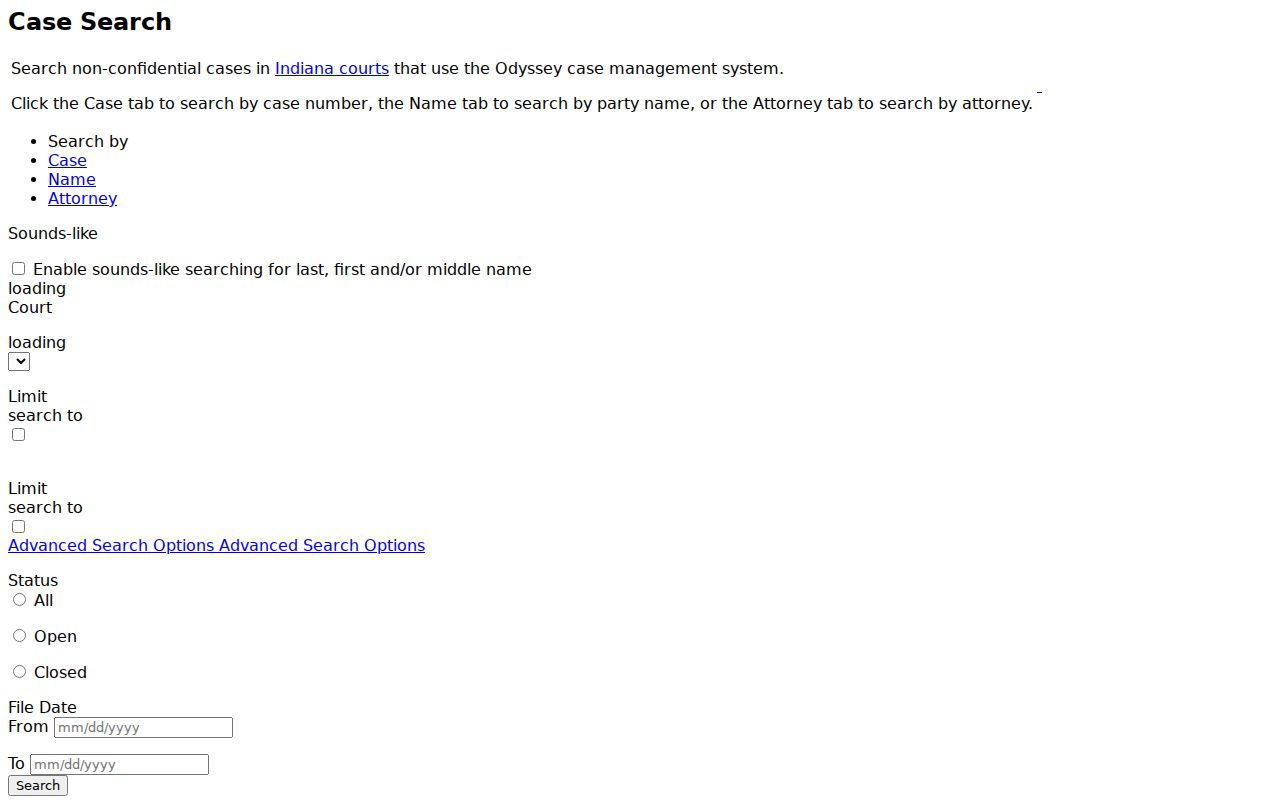 Tippecanoe County case lookup MyCase search fields